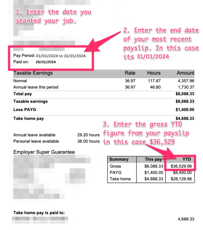 How payslips are used for YTD calculations.