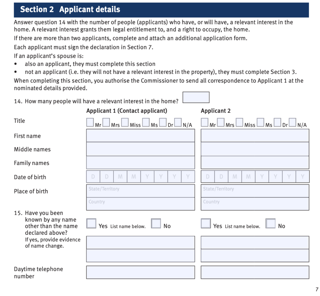 Section 2 Application Form