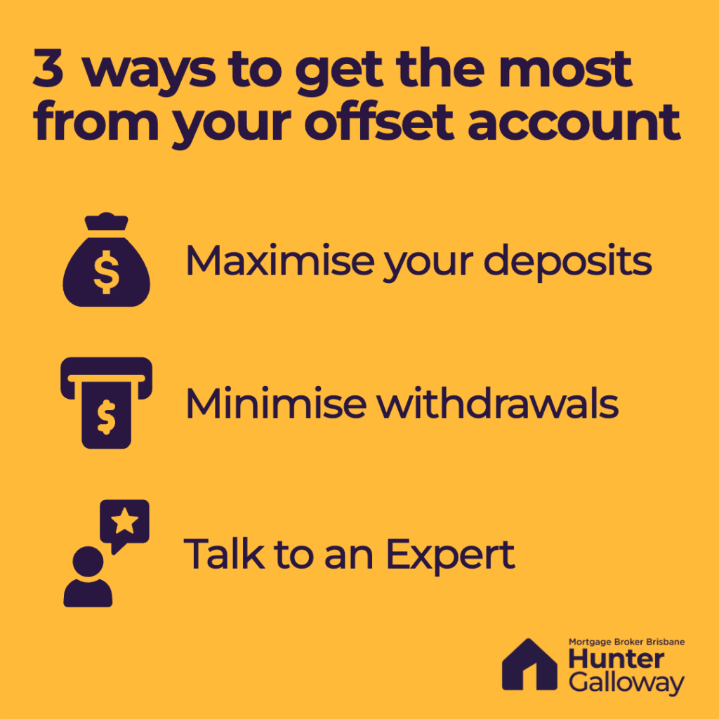 Graphic explaining the three ways to get the most from your offset account.